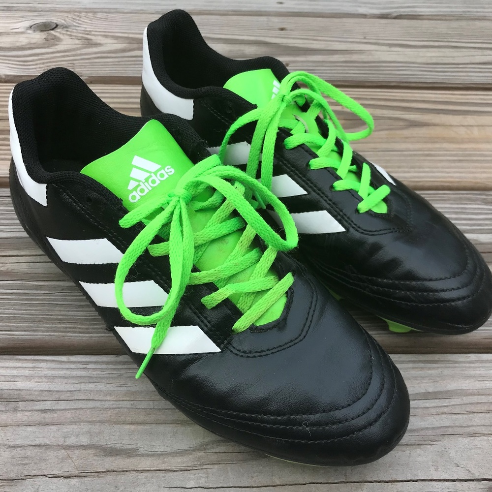 Adidas Men Cleats Shoe Sneaker Black/Green/White - Picture 2 of 8